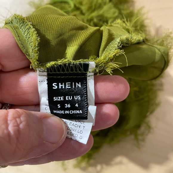 SHEIN Olive Green Fringed Crop Top Small (NN) - Picture 9 of 9